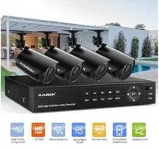 Floureon Security Camera NTSC System 4 AHD Cameras, 720P, 4CH DVR