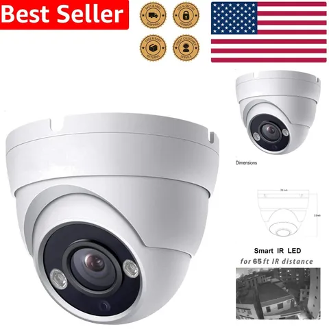 5MP CCTV Dome Camera 2.8mm Lens 100° FOV 65ft IR Night Vision Indoor Outdoor