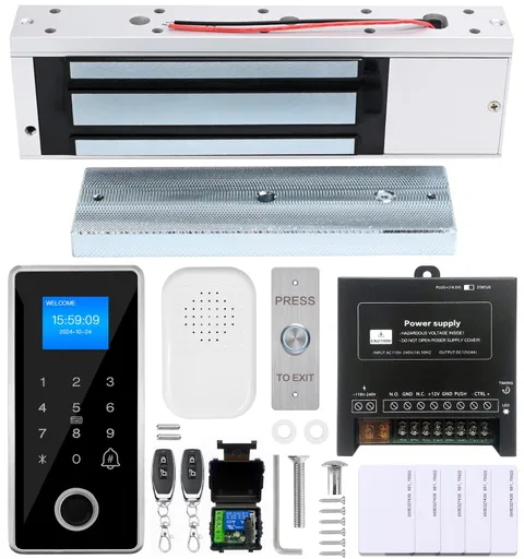 Waterproof Fingerprint Access Control Kit, 1200LBS Holding Force NC Mode Magn...