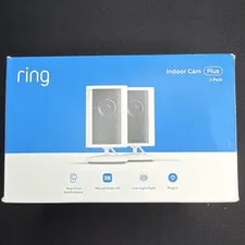 Ring Indoor Cam Plus 2-Pack 2K Plug-In Security Cameras White New Sealed