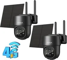 Xega XG-02-4G-P2 4G LTE Cellular Security Camera Solar with SIM Card (2 Pack)