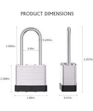 Laminated Steel Padlock 1-1/2 In. 40mm Keyed with long shackle