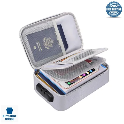 Small Fireproof Safe Bag with Lock - Compact Water-Resistant Organizer for Ca...