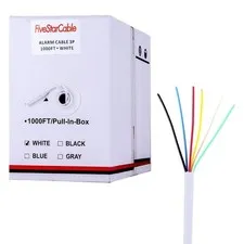 FiveStarCable 22-6 1000 Ft 22 AWG 6 Conductors Alarm Security Wire 22/6
