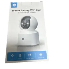 Indoor Wireless Battery Surveillance Camera PTZ Two Way Audio WiFi White