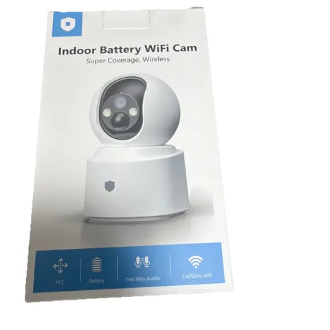 Indoor Wireless Battery Surveillance Camera PTZ Two Way Audio WiFi White