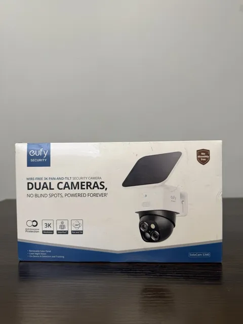 eufy SoloCam S340 Outdoor Solar Security Camera 3K Dual-Camera Pan&Tilt 8xZoom