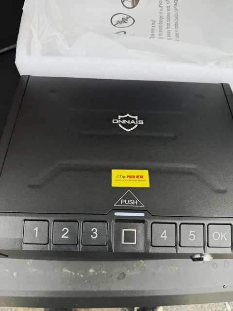 ONNAIS HX-008 Black Small Metal Fingerprint Biometric Safe w/ 2 Keys