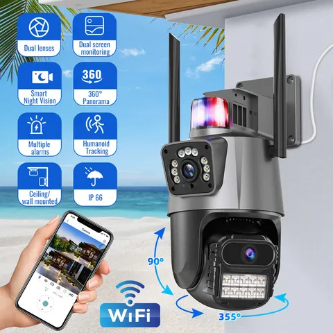Dual Lens HD 1080P WiFi IP Camera Wireless Outdoor CCTV PTZ Home Security IR Cam
