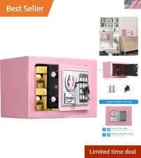 0.23 Cu Ft Alloy Steel Electronic Safe - Trendy Pink, Perfect for Home & Office