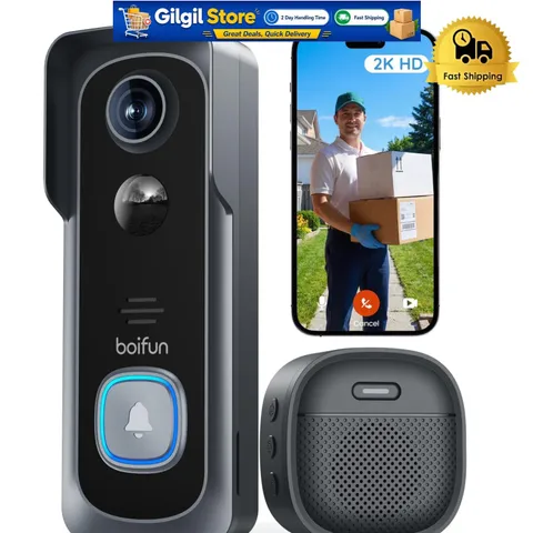 No Subscription Wireless Video Doorbell with 2-Way Audio & Motion Alerts
