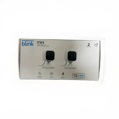 NEW Blink Mini 2 Pack Indoor Security Cameras Alexa + Smart Phone HD Audio Cloud