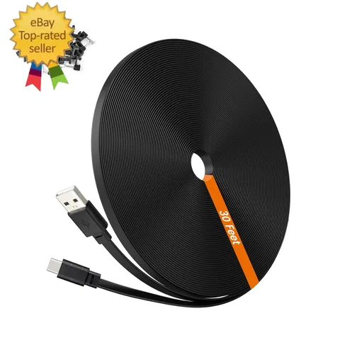 30Ft USB C Cable for Ring Pan-Tilt Indoor Cam 2024 Release Camera, Black | 9M Ty
