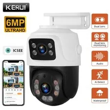 Smart POE 6MP Dual Lens IP Camera 2-Way Audio Motion Tracking Security Cam ICsee