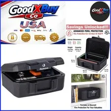 Fireproof Money Safe with Key Lock Portable Fire Resistant Lock Box Black 14....