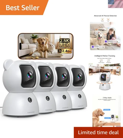 4MP Home Security Camera Kit with Pan Tilt & Non-Subscription Alerts