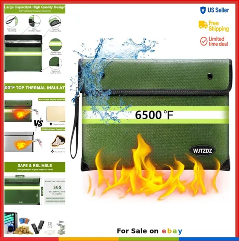 Fireproof Document Bag Waterproof 6500F Heat Insulated 10 Layer for Cash Money