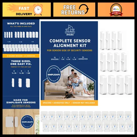 Home Security Sensor Bundle - 12 Side Spacers & 24 Adhesives | Easy Install Prot