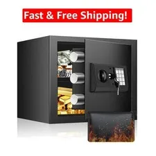 Digital Security Safe with Fireproof Bag & Mute Function, Perfect for Valuables