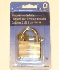 Helping Hand Warded Key Padlock with Two Keys, 1 1/2" Laminated Steel - NEW