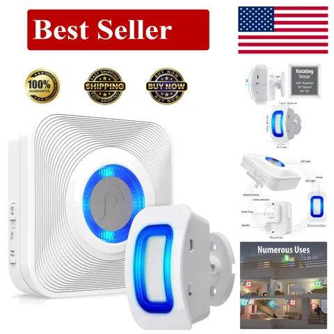 Motion Sensor Doorbell: 500ft Wireless Range, Battery Powered with Custom Alerts