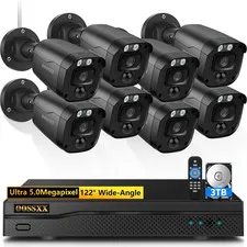 3K 5MP Wired CCTV Security Camera System with 122° Ultra Wide Angle, 8CH HD DVR