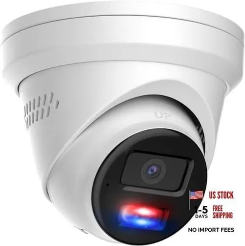 6MP PoE IP Turret Camera, PoE Camera Outdoor White - 6MP Active Deterrence