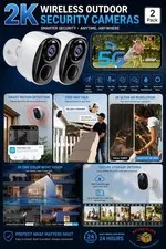 2 Pack 5G & 2.4G Security Cameras Wireless Outdoor 2K Camera for Home Security