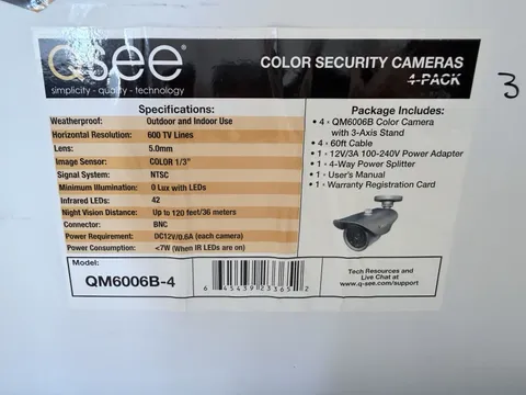 Q-See 4-Pack QM6006B-4 Color Security Cameras New