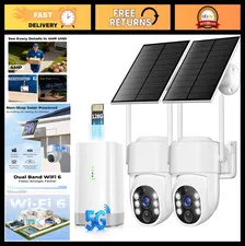 Wireless Outdoor Security Cameras 5G & 2.4G, Solar Powered, 360° PTZ, 128GB Stor