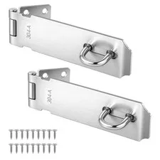 MOWPOG 2 Pcs Door Locks Hasp Latch, 5 Inch Stainless Steel Safety Packlock Clasp