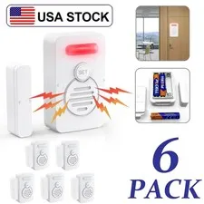 Wireless Voice Door Alarms When Opened 90dB Adjustable Volume Window Alert 6Pack