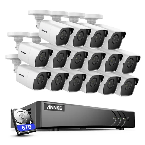 ANNKE 16CH DVR HD 5MP CCTV Outdoor Security Camera System H.265+ Human Detection