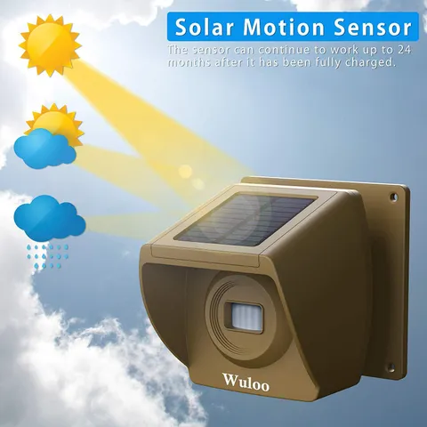 Wuloo Extra Brown Solar Motion Sensor expand for Wireless Driveway Alarms System
