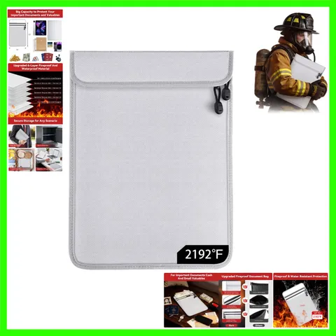 Upgraded Fireproof Document Organizer - 2 Pocket 15'' x 11'' Storage Bag