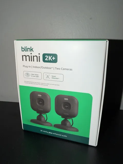 Blink Mini 2K+ (newest model) Plug in Home & Pet Indoor Security Camera 2 PACK