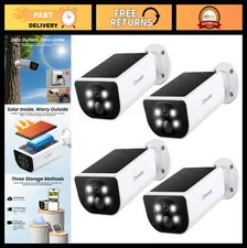 Wireless Outdoor Security Cameras - Solar & Battery Powered, 2K Night Vision, 2-