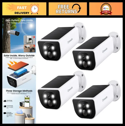 Wireless Outdoor Security Cameras - Solar & Battery Powered, 2K Night Vision, 2-