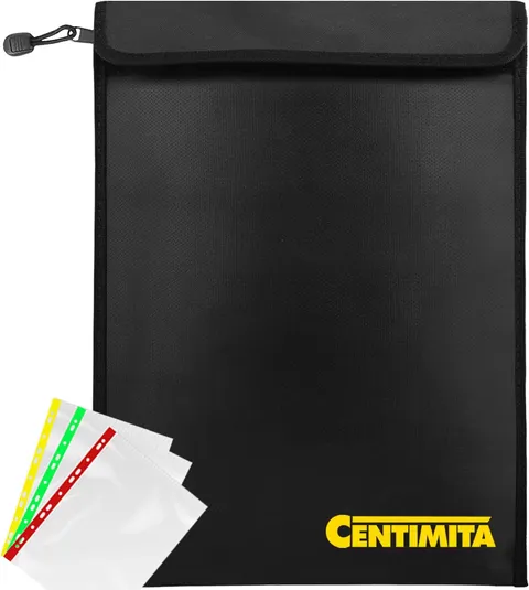 Fireproof Document Bag Waterproof Safe Folder - 2000℉ Money Bag with Zipper and