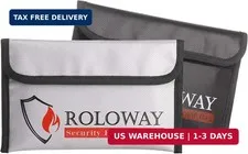 ROLOWAY Small Fireproof Bag (5 x 8 inches), Non-itchy Fireproof Money Bag for Ca