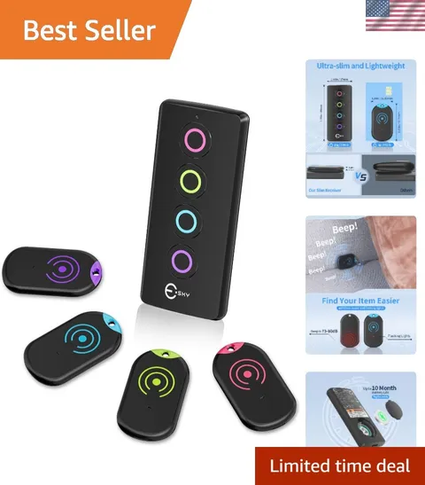 Ultra Slim Key Finder, Remote Finders Locator with 80dB Sound and 4 Receivers...