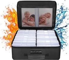 Fireproof Photo Storage Box with 16 Inner 4" X 6" Photo Case(Clear),Photo Box Or