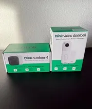 Blink Outdoor 4 Camera System + Blink Video Doorbell Bundle w/ Sync Module Core