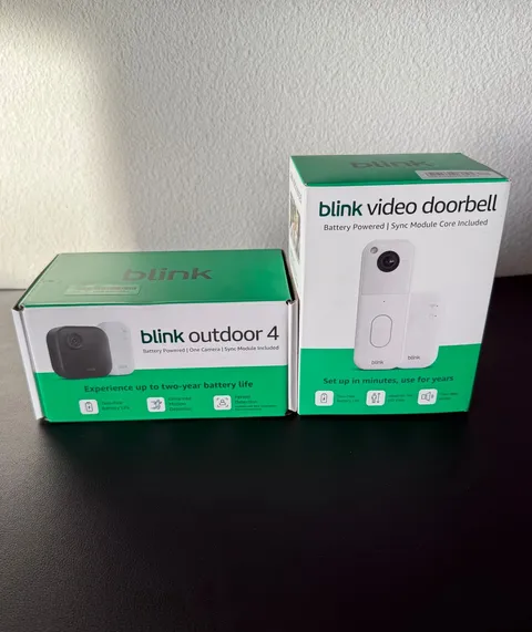 Blink Outdoor 4 Camera System + Blink Video Doorbell Bundle w/ Sync Module Core