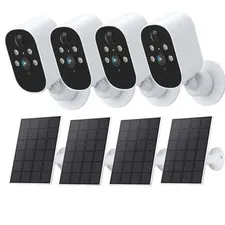 4Pcs Solar Security Camera System Outdoor Wireless WiFi Solar Battery Camera