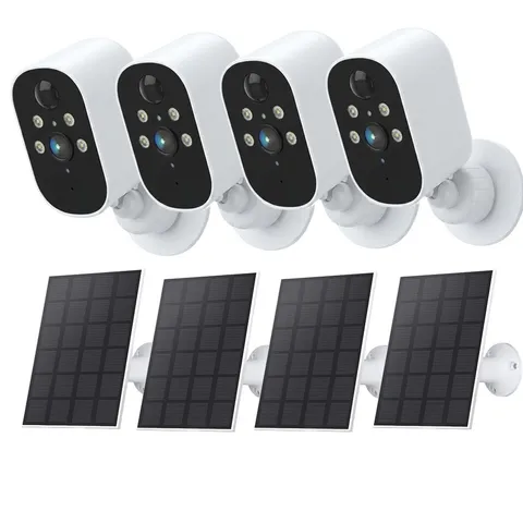 4Pcs Solar Security Camera System Outdoor Wireless WiFi Solar Battery Camera