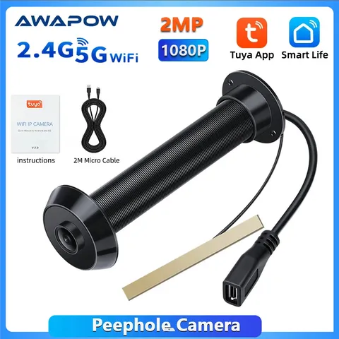 Awapow Tuya Smart WiFi Peephole Camera Video Doorbell 1080P Night Vision 170°