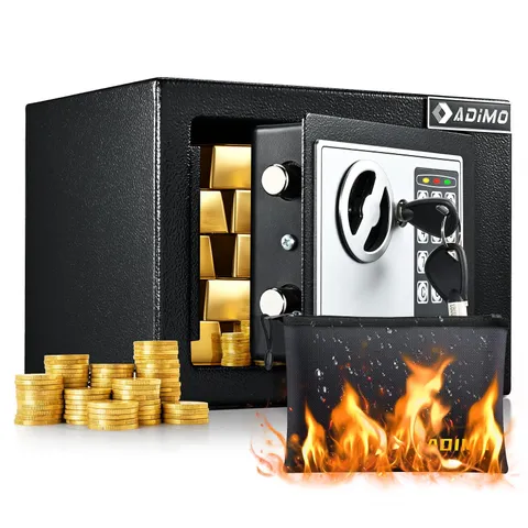 Small Digital Safe Box 0.23 Cuft Code Key Lockbox Fireproof Bag Dorm PDU