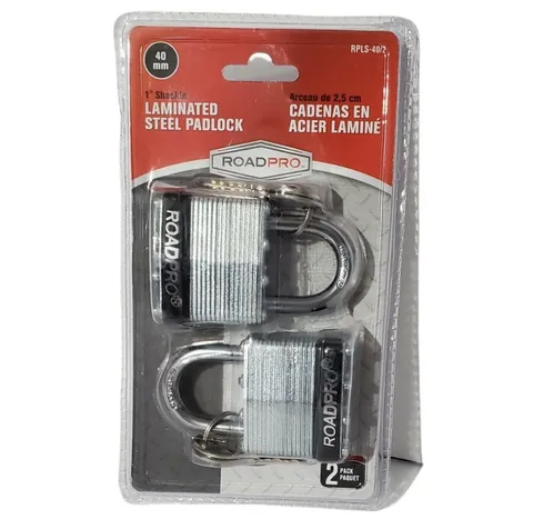 40mm Laminated Steel Keyed Padlock 1" Shackle Sealed 2 Pack Weather Resist Locks