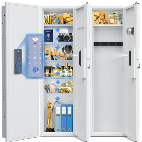 Kavey 53" Digital Wall Safe Between Studs with 5 Adjustable Shelves for Rifles
